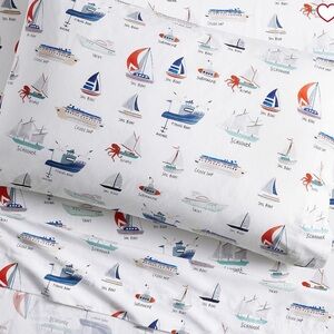 🚢Pottery Barn Kids🛳️Sailboats Organic Twin/Twin XL Sheet Set